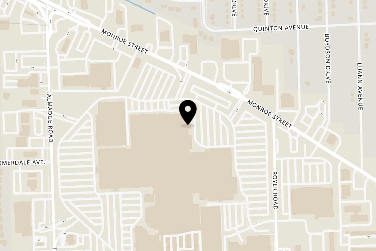 Map showing the location of Los Amigos Don Juan Toledo on 5001 Monroe St #1195 in Toledo