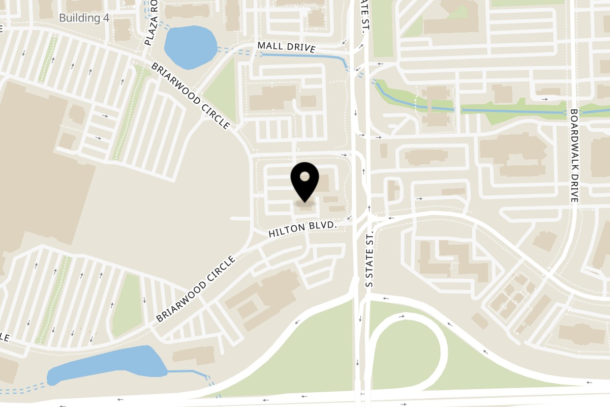 Map showing the location of Los Amigos Don Juan Hilton Blvd on 625 Hilton Blvd in Ann Arbor