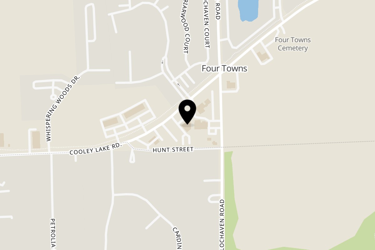Map showing the location of Los Amigos Don Juan Waterford on 6565 Cooley Lake Rd in Waterford Township